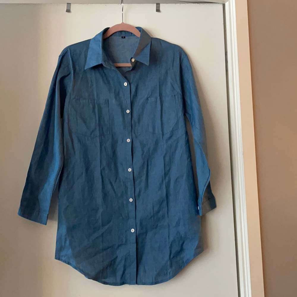 Long denim shirt!